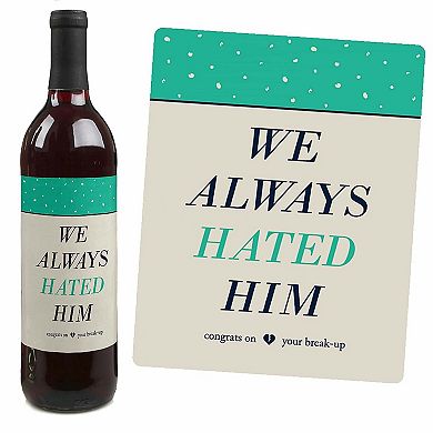 Big Dot Of Happiness Break-up Therapy - Breakup Decor - Wine Bottle Label Stickers - 4 Ct