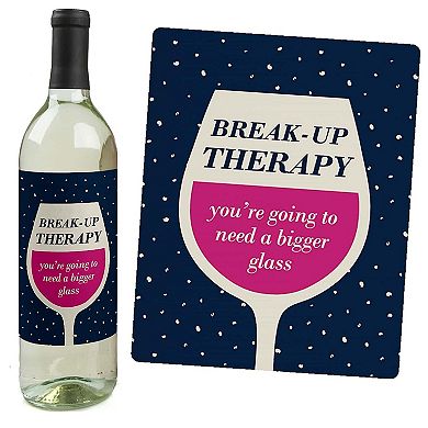 Big Dot Of Happiness Break-up Therapy - Breakup Decor - Wine Bottle Label Stickers - 4 Ct