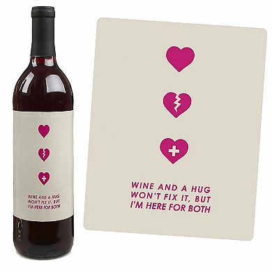 Big Dot Of Happiness Break-up Therapy - Breakup Decor - Wine Bottle Label Stickers - 4 Ct