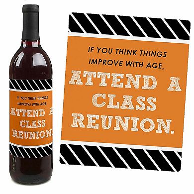 Big Dot Of Happiness Class Reunion - Decor For Women & Men - Wine Bottle Label Stickers 4 Ct