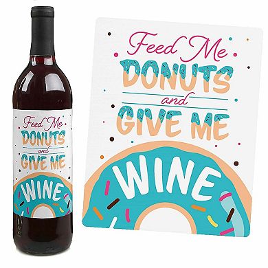 Big Dot Of Happiness Donut Worry, Let's Party Doughnut Party Wine Bottle Label Stickers 4 Ct