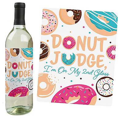 Big Dot Of Happiness Donut Worry, Let's Party Doughnut Party Wine Bottle Label Stickers 4 Ct