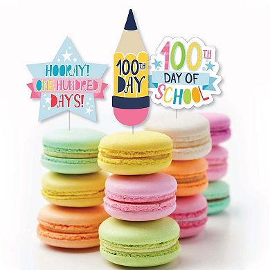 Big Dot Of Happiness Happy 100th Day Of School Dessert Cupcake Topper Clear Treat Picks 24 Ct