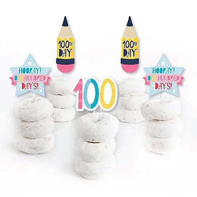 Big Dot Of Happiness Happy 100th Day Of School Dessert Cupcake Topper Clear Treat Picks 24 Ct