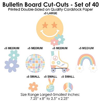 Big Dot Of Happiness Retro Pastel - Diy Classroom Bulletin Board Cut-outs - 40 Ct