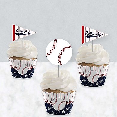 Big Dot Of Happiness Batter Up - Baseball Decor - Cupcake Wrappers & Treat Picks Kit 24 Ct