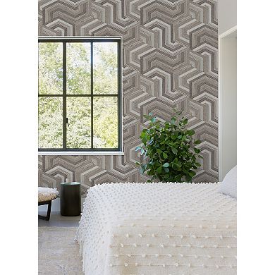 RoomMates Geo Puzzle Faux-Grasscloth Peel & Stick Wallpaper