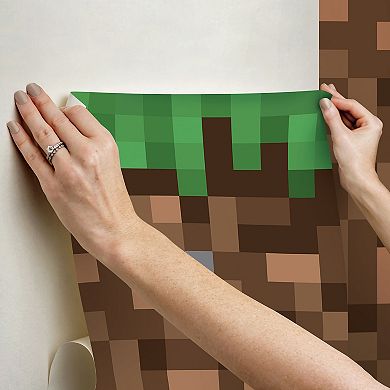 RoomMates Minecraft Blocks Green Peel & Stick Wall Mural