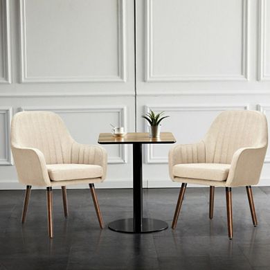 Set of 2 Accent Chairs with Wooden Legs