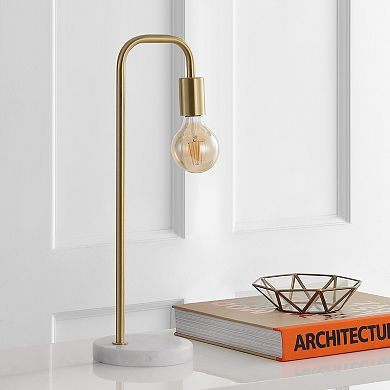 Axel Minimalist Glam Gold Pipe Metal/marble Led Table Lamp