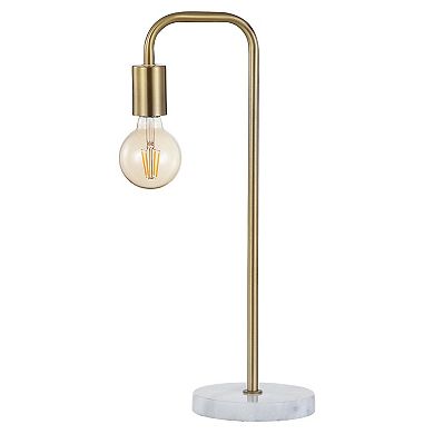 Axel Minimalist Glam Gold Pipe Metal/marble Led Table Lamp