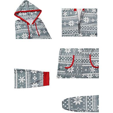 Kids Christmas One Piece Pajama Zipper Xmas Long Sleeve Set With Pockets