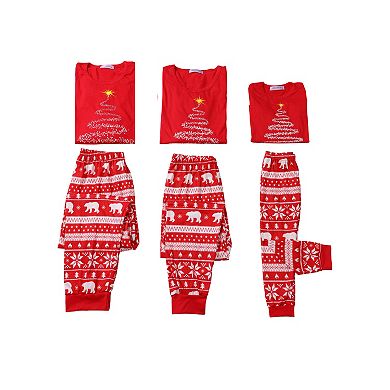 Men's Christmas Tree Long Sleeve Tee And Plaid Pants Loungewear Family Pajama Sets