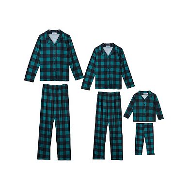 Kid's Christmas Plaid Long Sleeve Tee With Pants Loungewear Family Pajama Sets