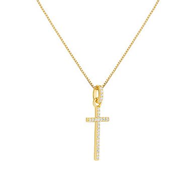 PRIMROSE 18k Gold Over Silver Cubic Zirconia Cross Pendant Necklace