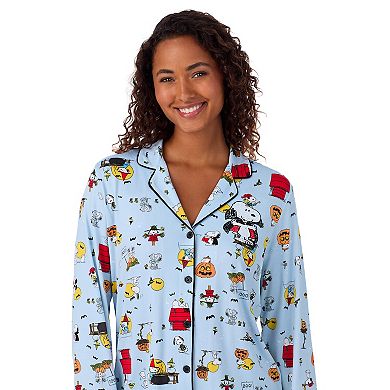 Women's Beauty Sleep Social Marcie Peanuts Halloween Long Sleeve Top & Pants Pajama Set