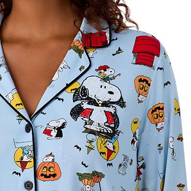 Women's Beauty Sleep Social Marcie Peanuts Halloween Long Sleeve Top & Pants Pajama Set