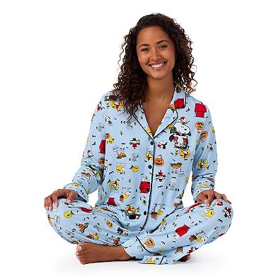 Women's Beauty Sleep Social Marcie Peanuts Halloween Long Sleeve Top & Pants Pajama Set