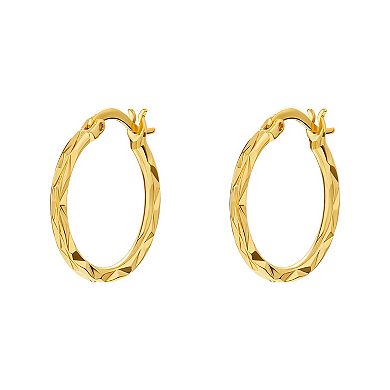 PRIMROSE 18k Gold Over Silver Textured Hoop Earrings