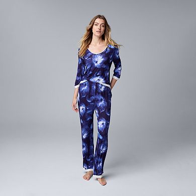 Women's Simply Vera Vera Wang 3/4 Sleeve Pajama Top & Pajama Pants Set