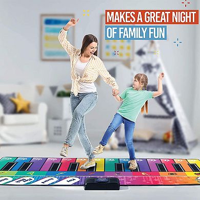 Colorful Keyboard Playmat 71" 24 Keys Piano Play Mat Record, Playback, Demo, Play, Adjustable Vol.