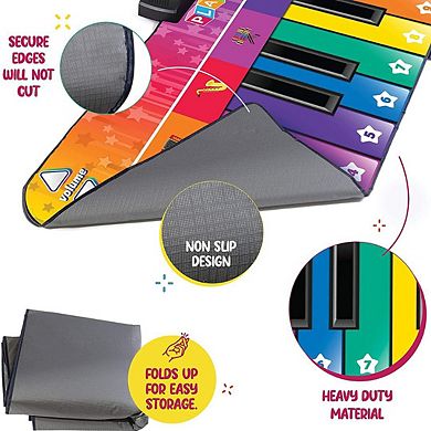 Colorful Keyboard Playmat 71" 24 Keys Piano Play Mat Record, Playback, Demo, Play, Adjustable Vol.