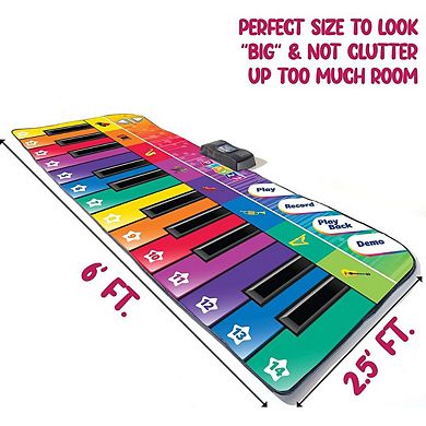 Colorful Keyboard Playmat 71" 24 Keys Piano Play Mat Record, Playback, Demo, Play, Adjustable Vol.