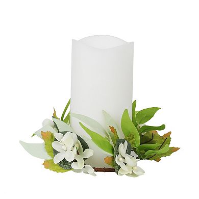 Mikasa LED Wax Pillar Candle with Artificial Spring Mix Ring