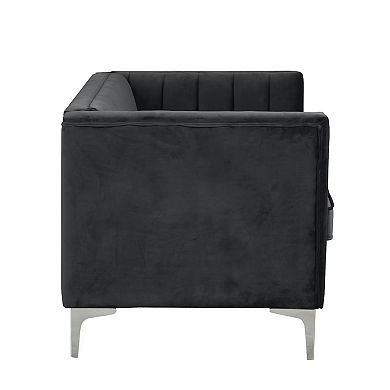 Morden Fort Velvet Channel 3-piece Sofa Sets Contemporary Upholstered Seating For Living Room