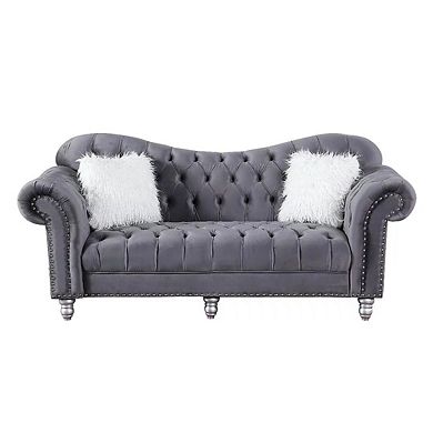 Morden Fort Luxury Classic Velvet 2 Piece America Chesterfield Tufted Camel Back Loveseat And Sofa