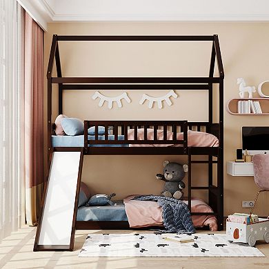 Merax Bunk Bed with Slide, House Bed with Slide