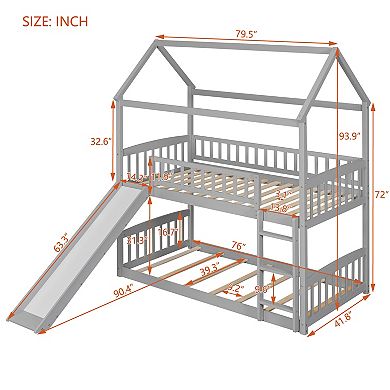 Merax Bunk Bed with Slide, House Bed with Slide