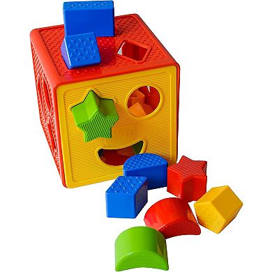 Baby Blocks Shape Sorter Toy - 18 Shapes Color Recognition Shape Toys with Colorful Sorter Cube Box