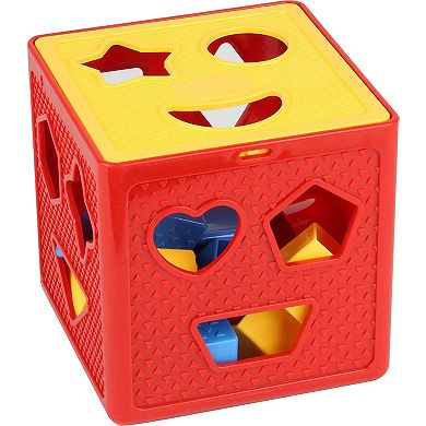 Baby Blocks Shape Sorter Toy - 18 Shapes Color Recognition Shape Toys with Colorful Sorter Cube Box