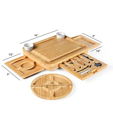 Bamboo Cheese and Meat Board - Simple Charcuterie Board with Serving Utensils