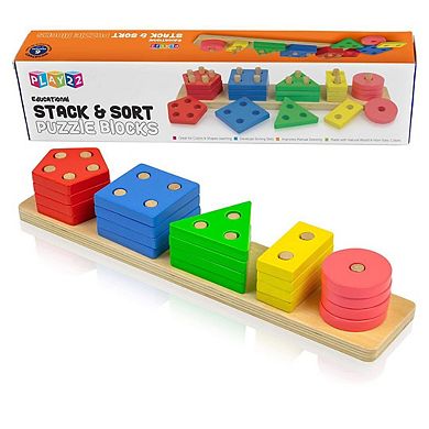 Wooden Sorting & Stacking Educational Kids Learning Toys Color Recognition Stack and Sort 20Pc