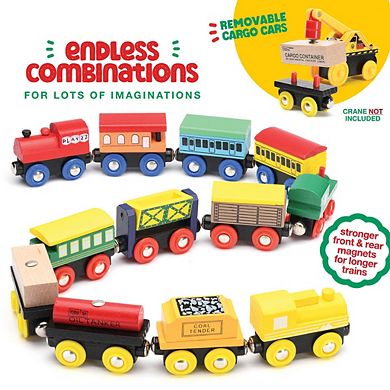Wooden Train Set 12 PCS - Toy Train Sets For Kids Toddler