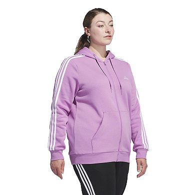 Plus Size adidas Essentials 3-Stripes Full-Zip Fleece Hoodie