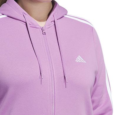 Plus Size adidas Essentials 3-Stripes Full-Zip Fleece Hoodie