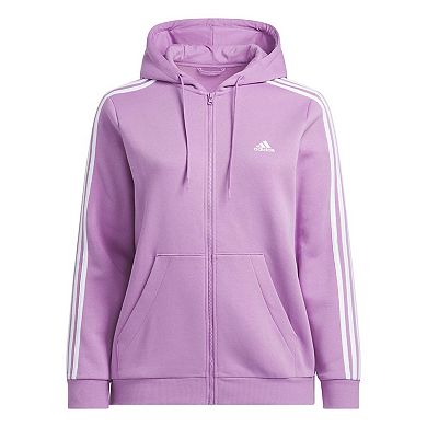 Plus Size adidas Essentials 3-Stripes Full-Zip Fleece Hoodie