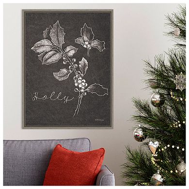 Black and White Chalkboard Christmas II by Beth Grove Framed Canvas Wall Art Print