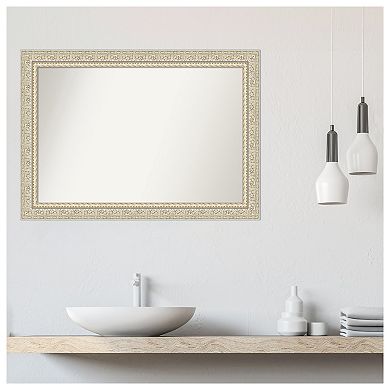 Fair Baroque Cream Non-Beveled Wood Bathroom Wall Mirror