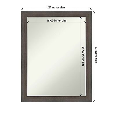 Hardwood Narrow Petite Bevel Wood Bathroom Wall Mirror