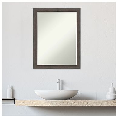 Hardwood Narrow Petite Bevel Wood Bathroom Wall Mirror