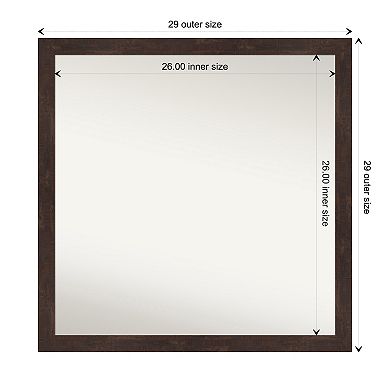 Fresco Non-beveled Wood Bathroom Wall Mirror