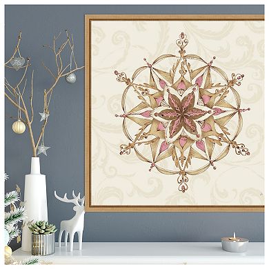 Elegant Season Snowflake II Pink by Daphne Brissonnet Framed Canvas Wall Art Print