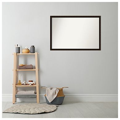 Espresso Non-beveled Wood Bathroom Wall Mirror