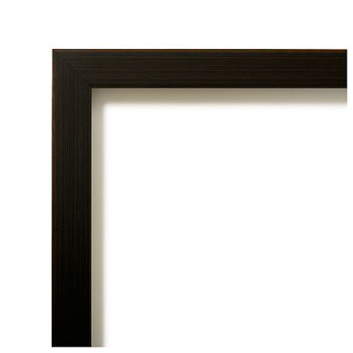 Espresso Non-beveled Wood Bathroom Wall Mirror