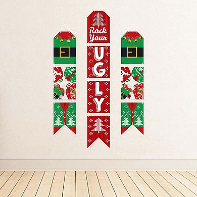 Big Dot of Happiness Ugly Sweater - Hanging Vertical Paper Door Banners - Holiday and Christmas Party Wall Decoration Kit - Indoor Door Decor