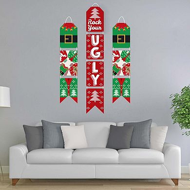 Big Dot of Happiness Ugly Sweater - Hanging Vertical Paper Door Banners - Holiday and Christmas Party Wall Decoration Kit - Indoor Door Decor